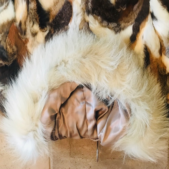Vintage Pieced Rabbit Fur Coat with Hood - Picture 3 of 8